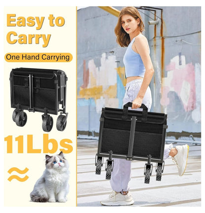 Wagons Carts Foldable - Collapsible Folding Wagon 360Lbs - Wagon Cart with Wheels Portable for Sports, Camping, Storage, Travel, Shopping - Black2